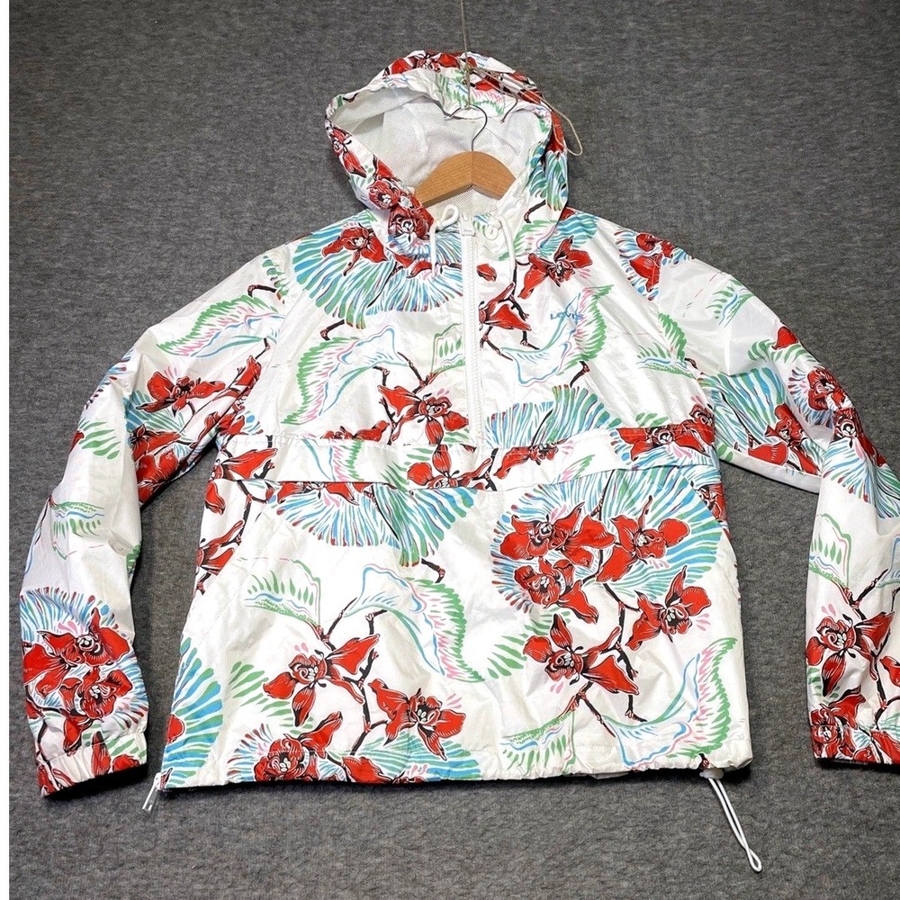 Levi's Jacket Women Large Full Zip Floral Anorak Urban Hooded Travel Beach